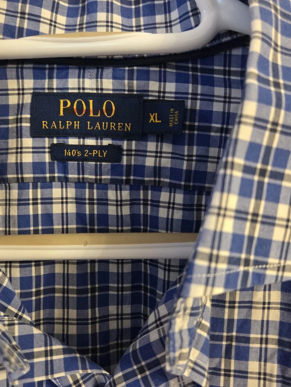 Polo Ralph Lauren Men's Blue Plaid Long Sleeve Button-Down Shirt Size XL 140's 2